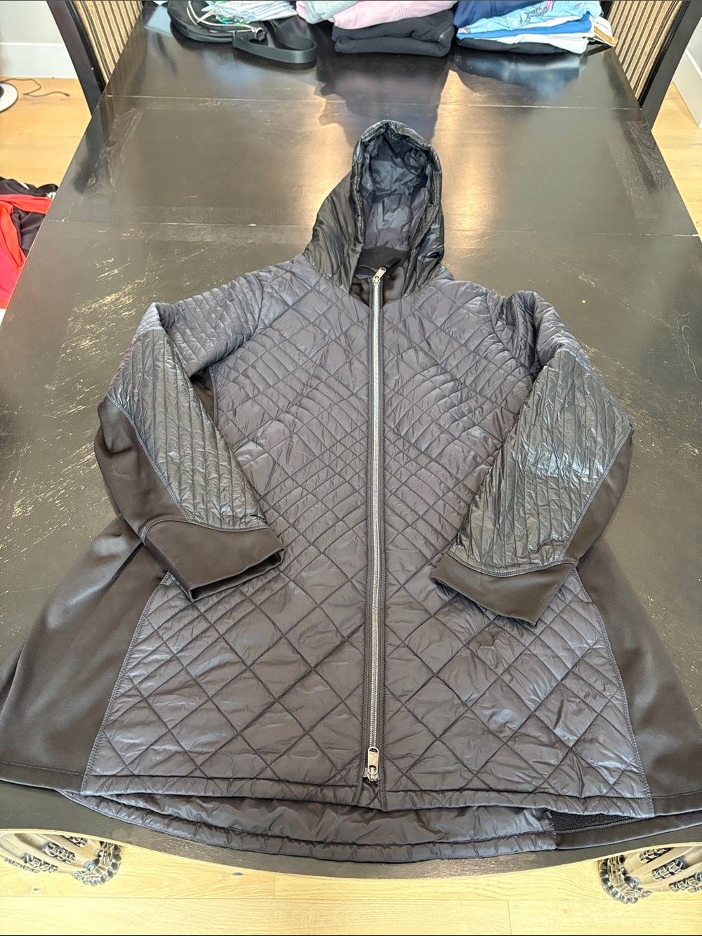 Quilted Hooded Women's Jacket in Black